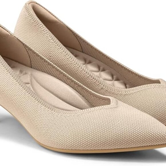 Like new VIVAIA Scarlett Pointed Toe Kitten Heels in Almond Size 9.5 - Picture 7 of 7